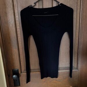Black Ribbed Long Sleeve Sweater
